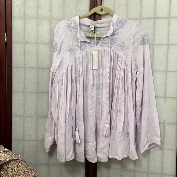 NWT RACHEL ZOE LOS ANGELES NEWYORK TASSEL‎ EMBROIDERY BOHO DETAIL BLOUSE SIZE M - Picture 1 of 6